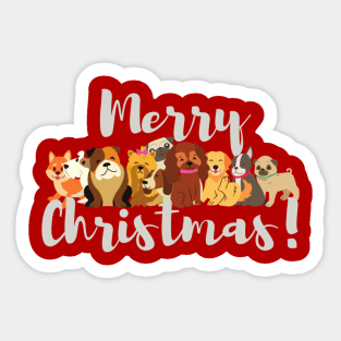 Merry Christmas with Dogs Sticker